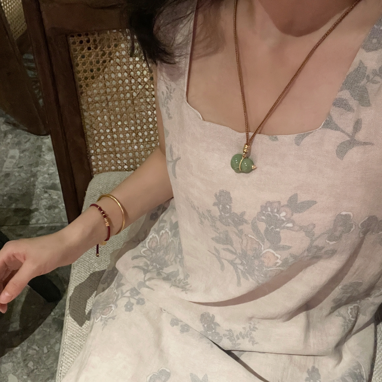 珐琅福禄七子葫芦项链镀金吊坠新中式轻奢多巴胺赵露思同款毛衣链