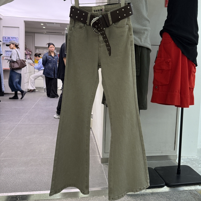 韩版复古简约修身显瘦微喇裤s