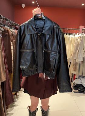 十三行现货2025秋冬韩版复古皮衣翻领时尚羽绒保暖外套S7434W510