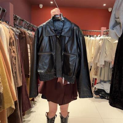 复古皮衣翻领时尚羽绒保暖外套