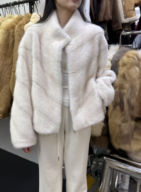 十三行现货2025冬季新款韩版立领宽松显瘦毛毛外套女s68809w334