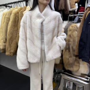 立领宽松显瘦毛毛外套女s68809w334 韩版 十三行现货2025冬季 新款