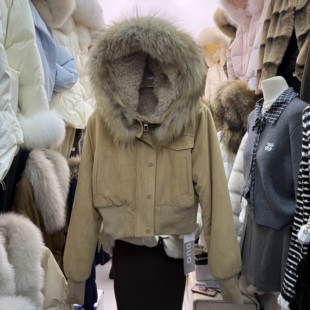 毛领短款 时尚 毛毛两面穿外套s68906w400 韩版 十三行现货2025冬新款