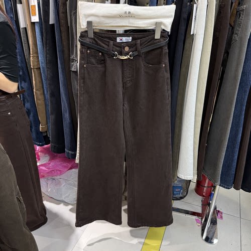韩版复古休闲百搭直筒牛仔裤女