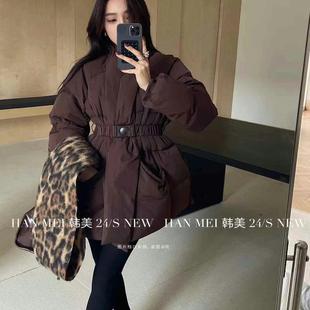 十三行现货2025秋冬新款 高级感气质配腰带羽绒服s0378W556 韩版
