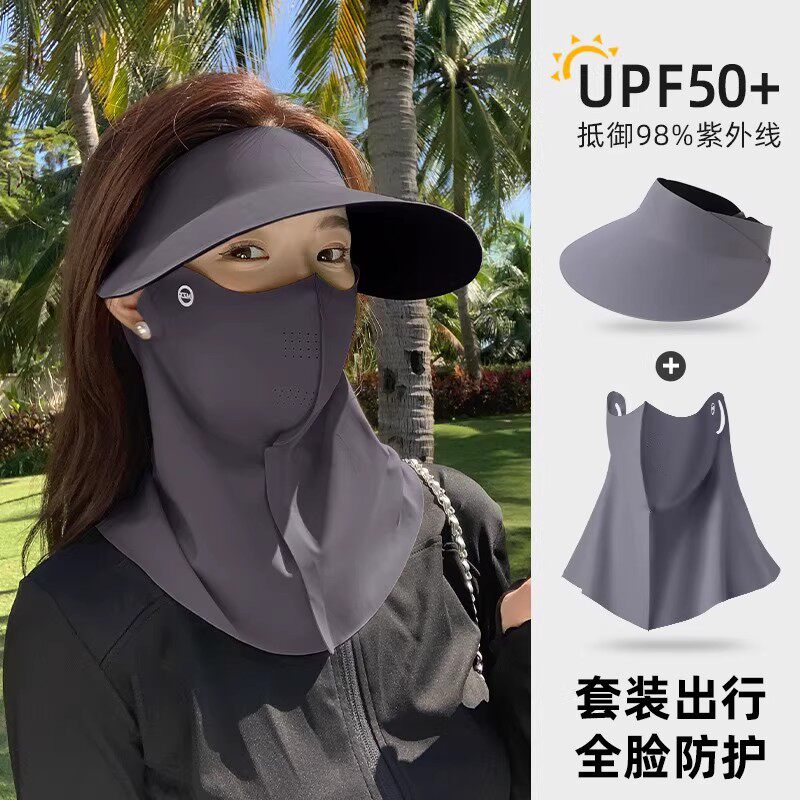 夏季冰丝全脸防晒面罩护颈一体