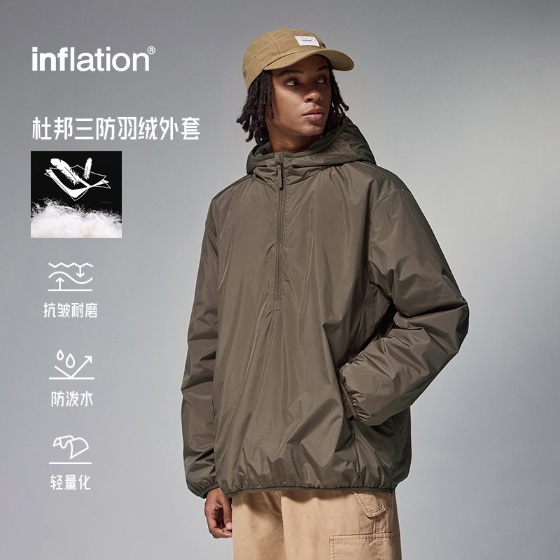 秋冬新品杜邦三防羽绒服简约潮牌90绒立领连帽轻薄特氟龙外套男士