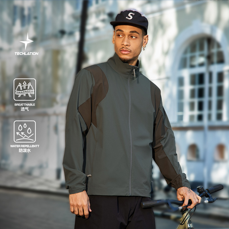 美式休闲运动风破风骑行外套春夏新品潮牌户外吸湿排汗薄上衣男士