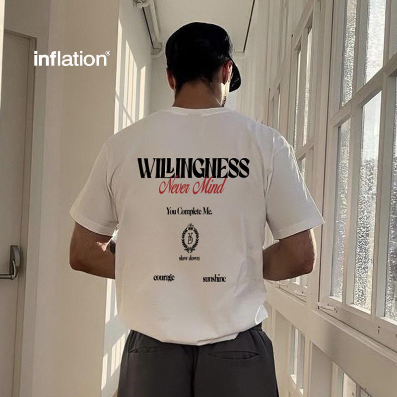 美式潮牌英文字母印花圆领T恤春夏新品街头复古百搭宽松男式短袖