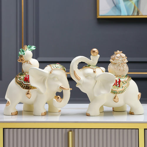 大象一对摆件现代创意装饰品