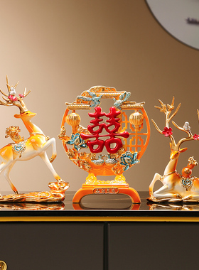 新中式鹿摆件家居客厅电视柜酒柜玄关装饰品乔迁新居礼品结婚贺礼