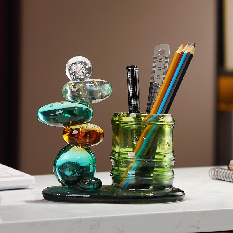 时来运转节节高升笔筒摆件办公室桌面 轻奢高档装饰品送朋友礼品