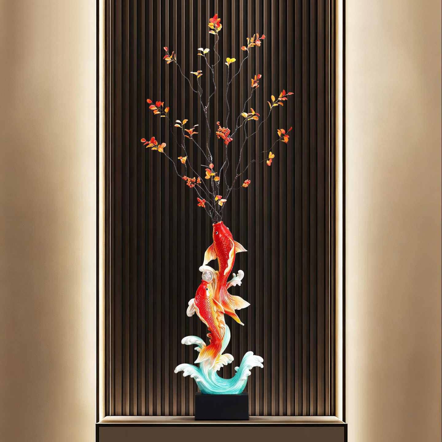 年年有余鱼摆件入户玄关客厅旺宅招财风水摆件大号竖高高档装饰品