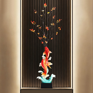 年年有余鱼摆件入户玄关客厅旺宅招财风水摆件大号竖高高档装饰品