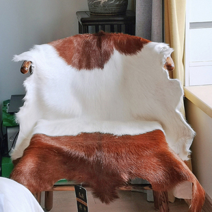 整张自然色山羊皮花色皮草棕白黑白地毯飘窗垫椅垫沙发垫花羊毛皮