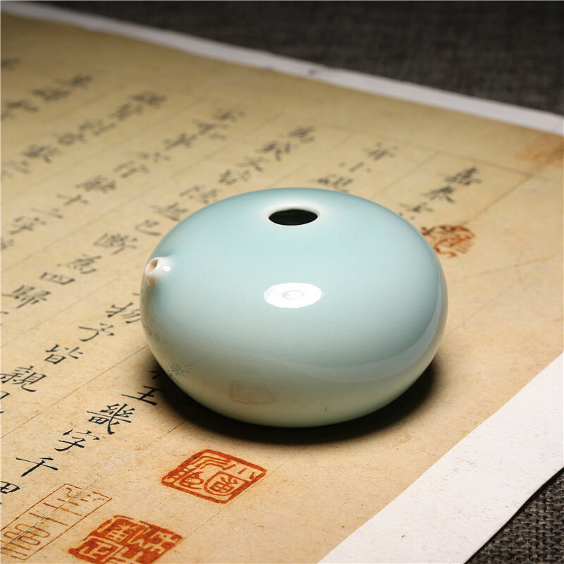 正品书韵陶瓷水滴 景德镇砚滴 龙泉青瓷砚台小号水滴水盂 手工水