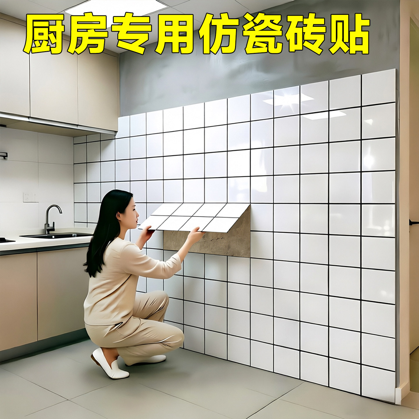 【防火阻燃】厨房墙贴实心硬板图片