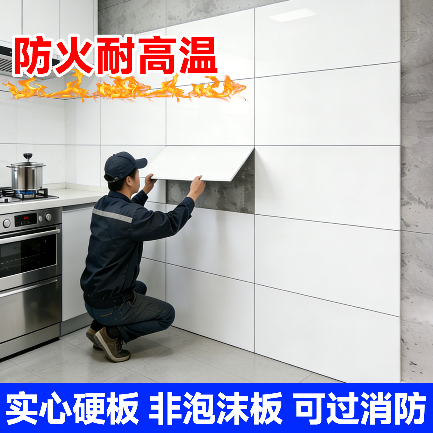 pvc铝塑板硬板仿瓷砖墙贴自粘厨房防油防火耐高温贴纸新型墙板厚