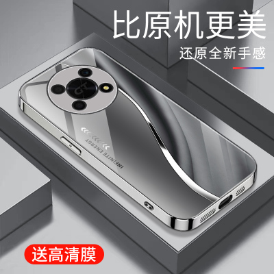 适用于华为荣耀x40GT手机壳电镀银玻璃简约新款个性渐变创意保护套镜面时尚荣耀x40gt潮牌硅胶手机套高颜值外