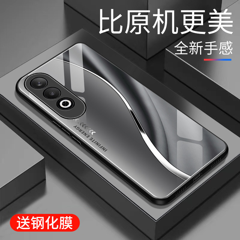 适用于OPPOK12plus手机壳玻璃壳新款硬壳个性男女网红高颜值创意保护壳全包边镜面时尚5G潮牌手机套超薄外壳
