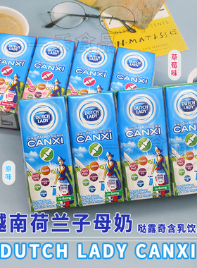 越南进口DUTCH LADY子母哒露奇含乳饮品170ml*4盒装草莓/原味饮料