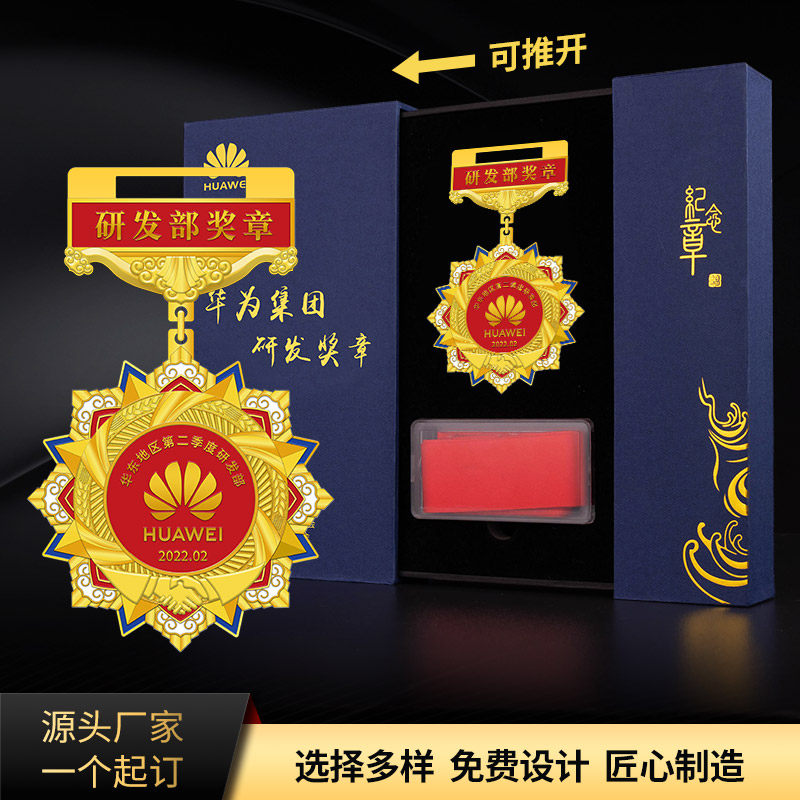荣誉奖章优秀员工周年颁奖抗疫勋章定制胸章徽章定做退休纪念奖牌