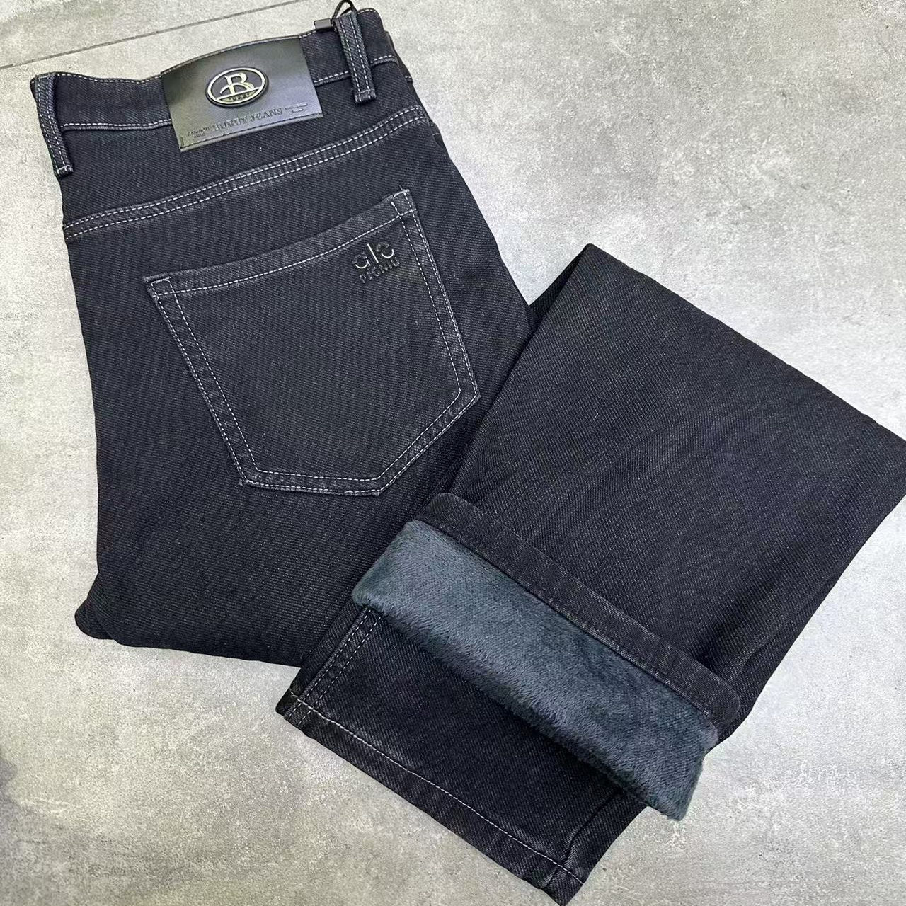 587+588男士加绒版本商务牛仔裤.