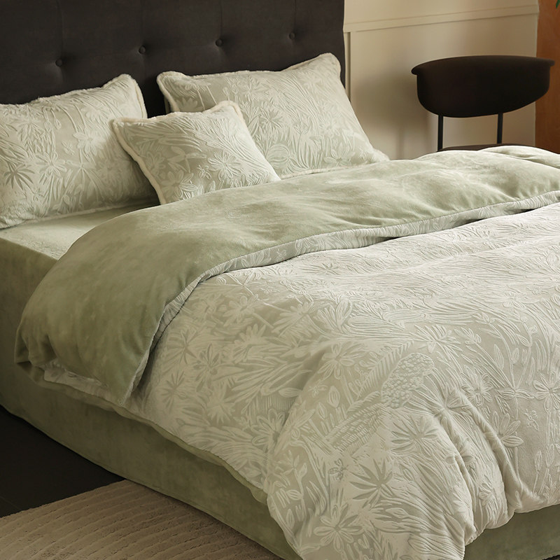 2023新款 牛奶绒四件套冬款珊瑚绒双面大牌冬季床笠轻奢床单被套