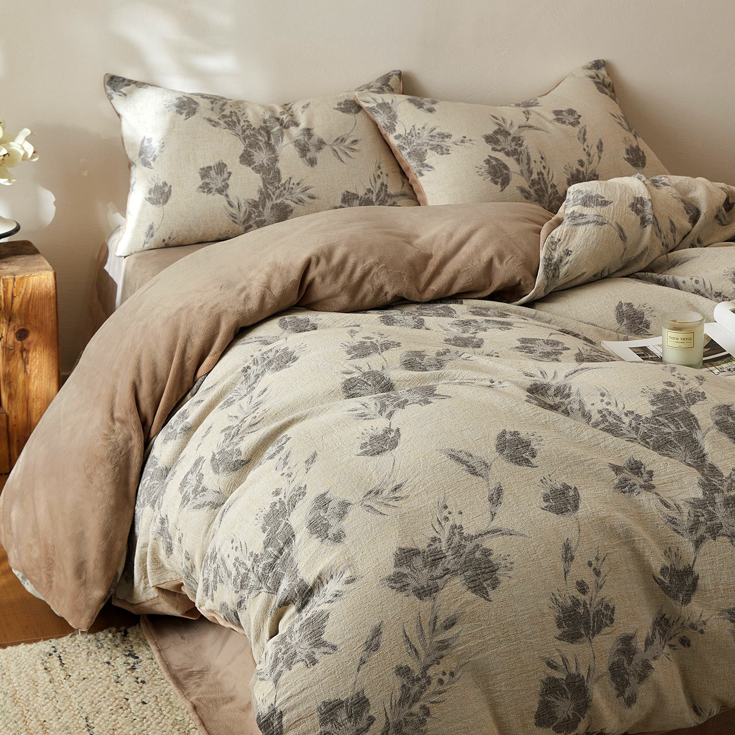 冬季AB加绒四件套牛奶绒全棉