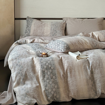 日式侘寂风提花床单四件套纯棉