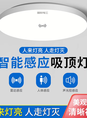 人体雷达感应灯感应吸顶灯人来即亮楼梯过道走廊灯红外智能声控灯