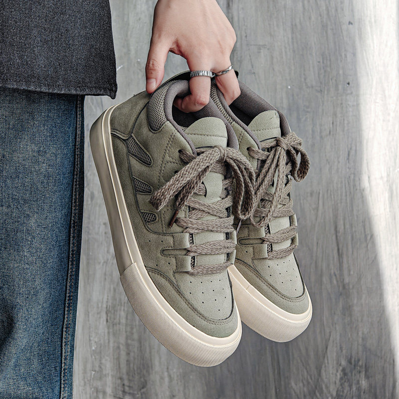 复古中帮板鞋男春季新款 ins 潮百搭厚底休闲鞋学生运动板鞋男鞋,流行男鞋,休闲板鞋,淘宝优惠券,粉丝福利购,淘宝优惠卷
