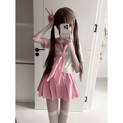 新品日系水手服Bodyline粉色三本软妹原创jk学院制服短袖套装夏季