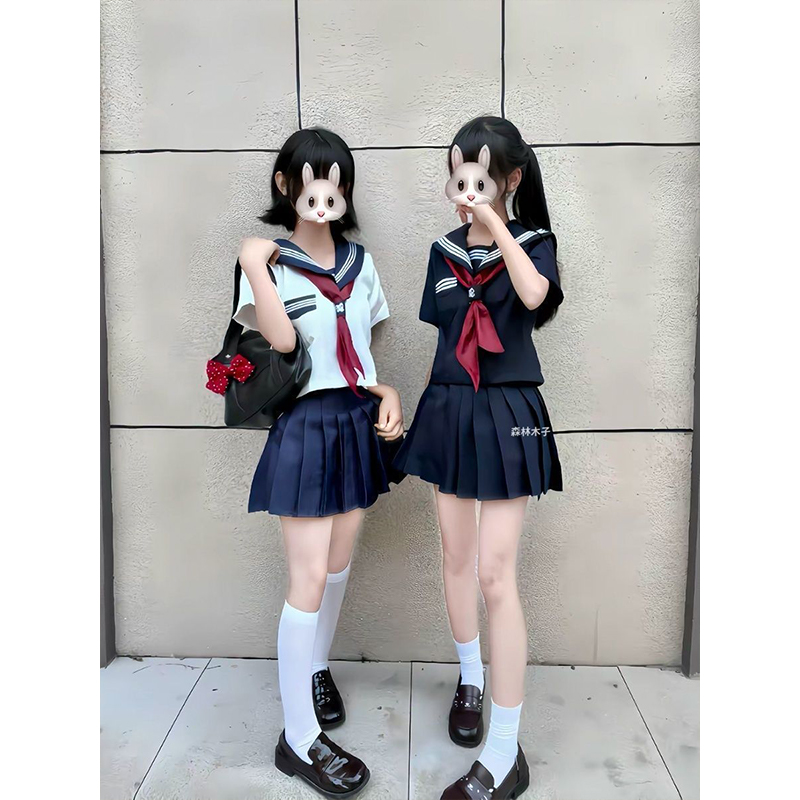 JK制服学院风水手服长袖短袖衬衫夏季款套装外搭JK裙时尚款中间服
