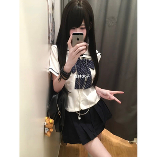 基础学院风JK裙套装 2025夏季 衬衫 新款 女 百搭JK制服收腰水手服短款