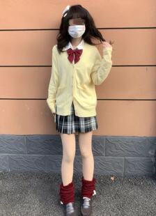 日系JK动漫黄毛衣开衫 针织衫 外套女秋冬jk学院风针织制服纯色长袖