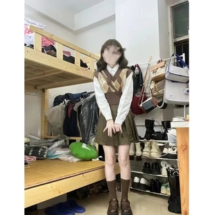 无袖 短款 背心毛衣女春秋ins潮慵懒风bf日系复古叠穿针织马甲上衣