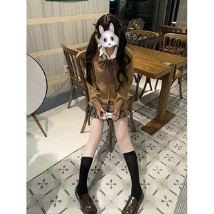 小棕同格/JK制服针织衫秋冬款软妹开衫长袖毛衣外套jk格裙套装女