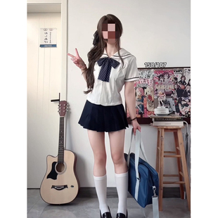 娃娃甜美可爱水手服上衣校供JK短裙 原创JK制服中山道线水手服套装