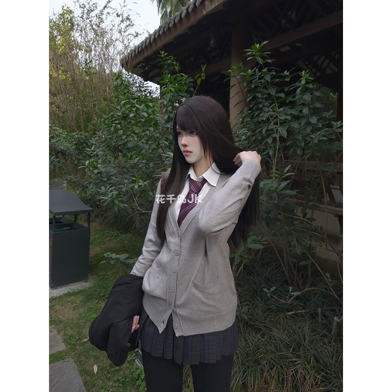 日系JK制服针织衫纯色开衫长袖毛衣外套慵懒风薄款上衣格裙套装女,女装/女士精品,时尚套装,淘宝优惠券,粉丝福利购,淘宝优惠卷