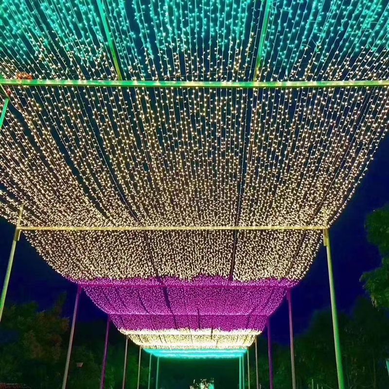 led太阳能彩灯爆闪全自动户外防水串灯花园庭院阳台场景装饰灯串