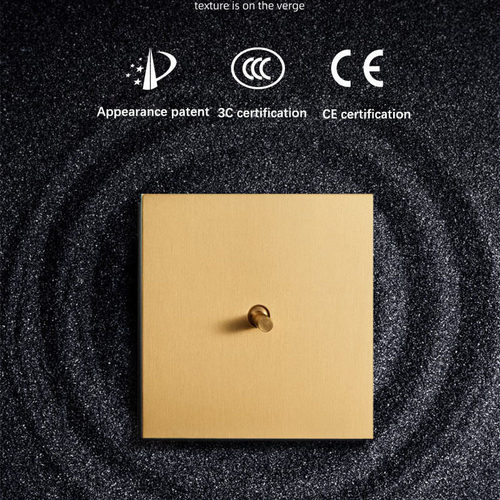 出口极简轻奢金色不锈钢面板个性拨杆开关欧标插座设计师推荐
