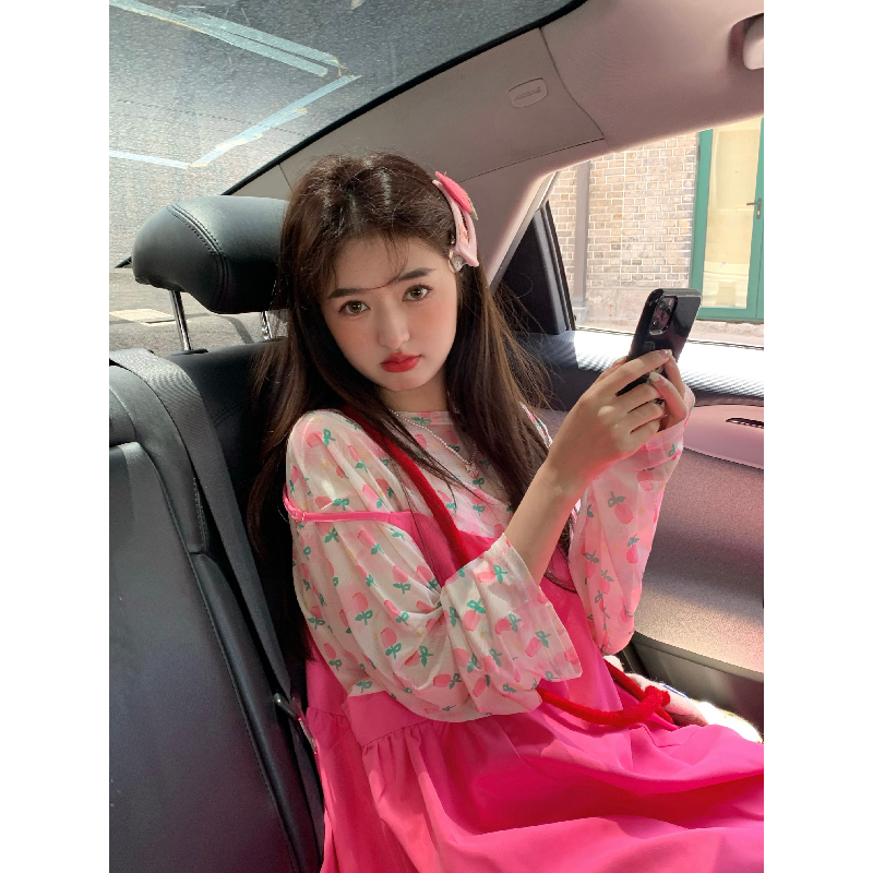 大码胖mm微胖显瘦吊带连衣裙女多巴胺穿搭夏天遮肉套装裙子两件套