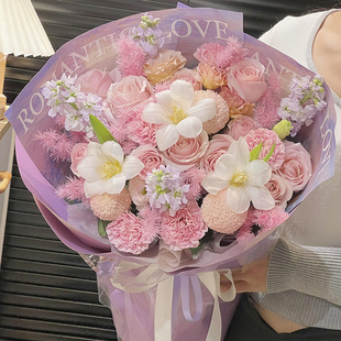 玫瑰绣球混搭生日花束深圳北京上海广州杭州鲜花速递同城配送女友