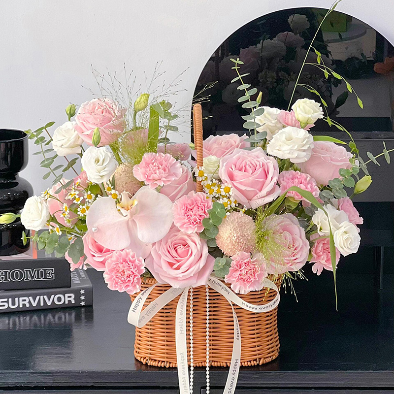 手提花篮玫瑰鲜花速递全国同城配送北京上海广州深圳杭州成都生日