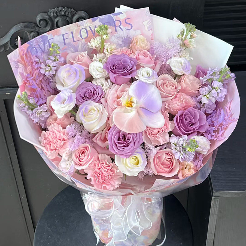 蝴蝶兰混搭花束生日鲜花同城配送