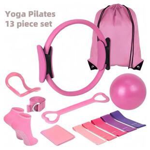 13Pcs Yoga Fitness Kit with Pilates Ring Yoga Ring Ball Figu