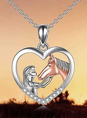 Creative Girl and Horse Friendship Necklace for Women Human