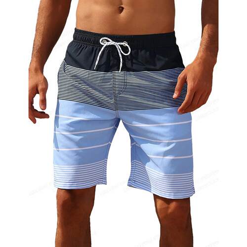 Striped Beach Shorts Men Fashion Swimwear Board Shorts Trunk