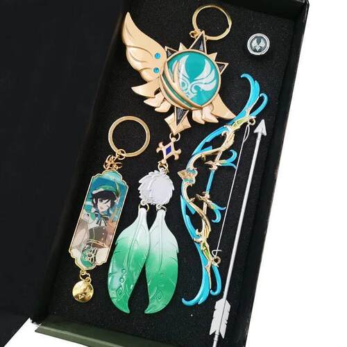 Anime Keychain Genshin Impact Luminous 7 Element Weapons Eye